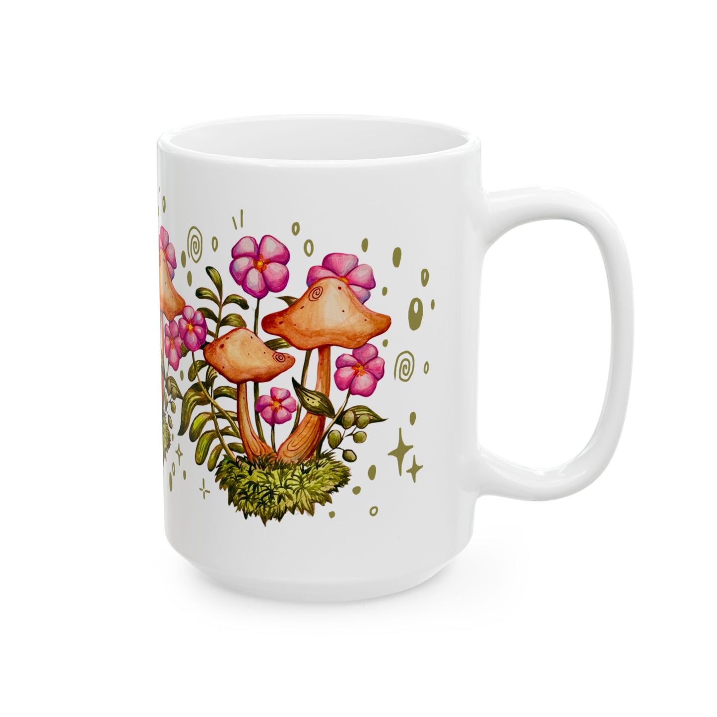Whimsical Floral Mushroom Ceramic Mug