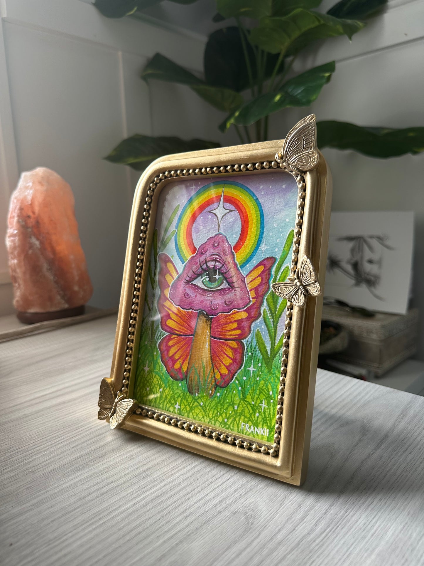 Framed Original Mixed Media Mushroom Fairy