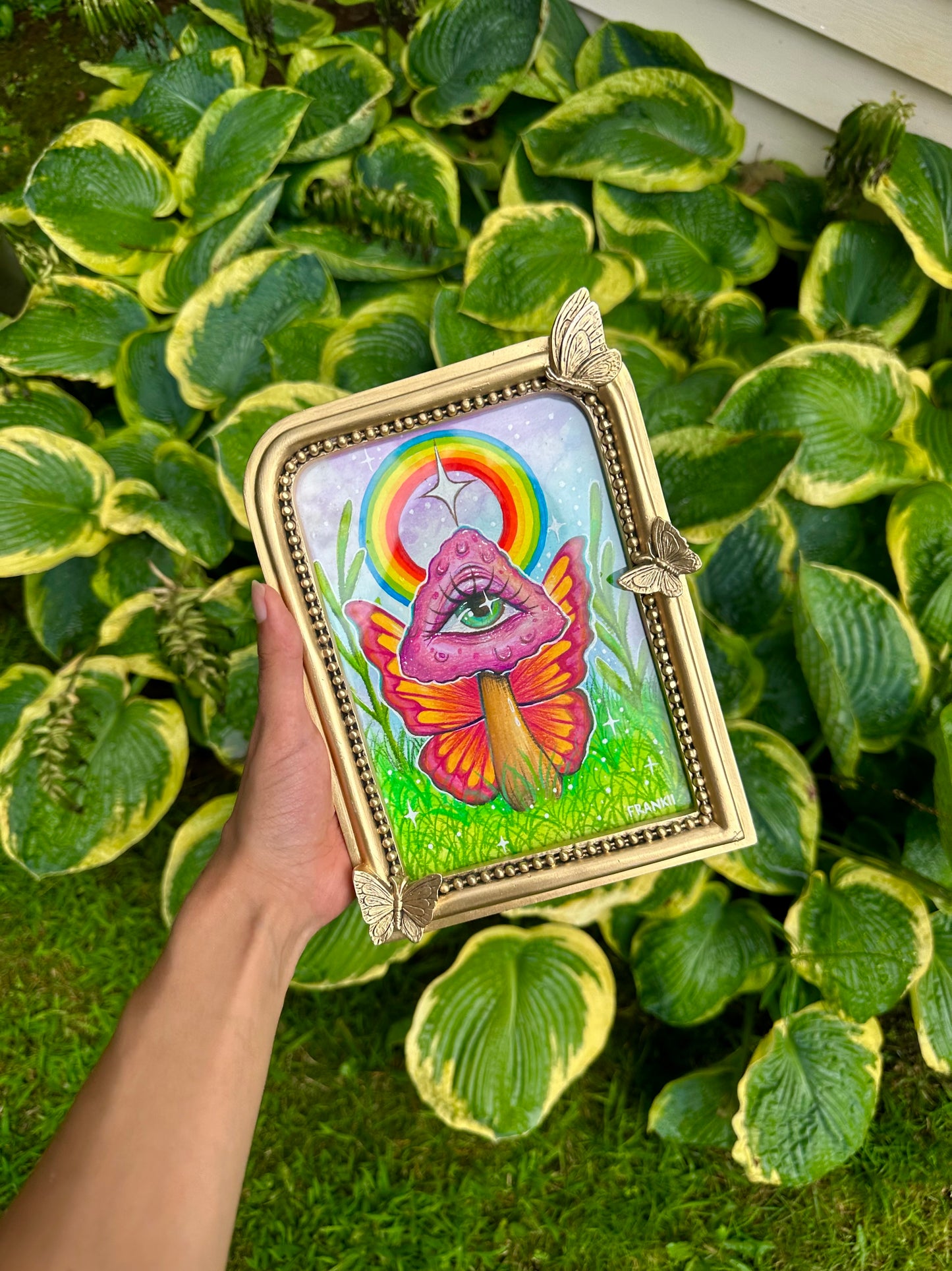 Framed Original Mixed Media Mushroom Fairy