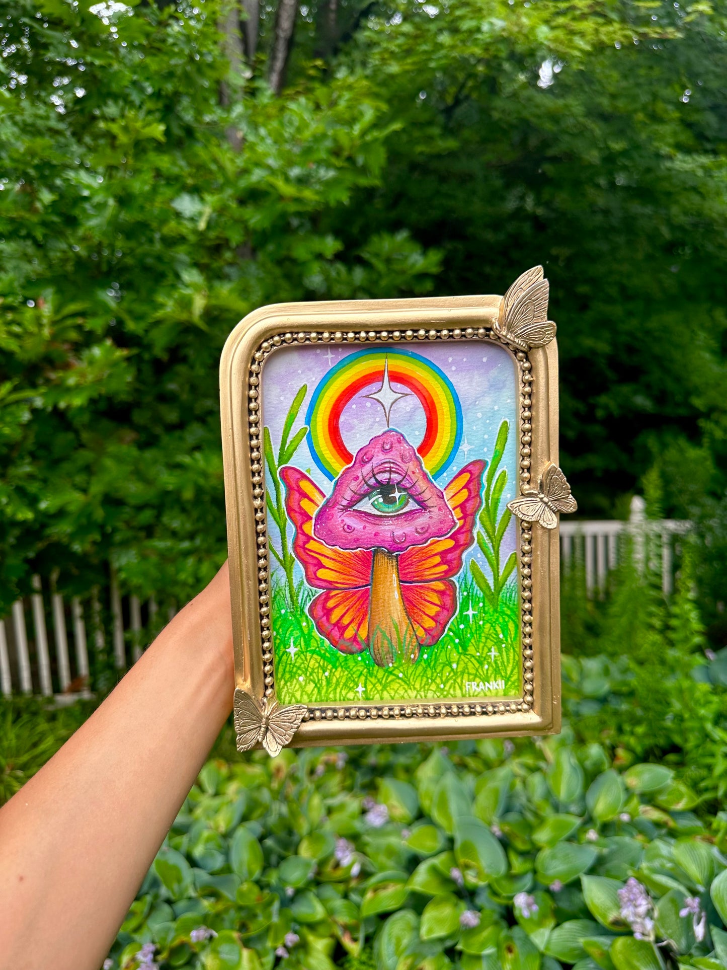 Framed Original Mixed Media Mushroom Fairy