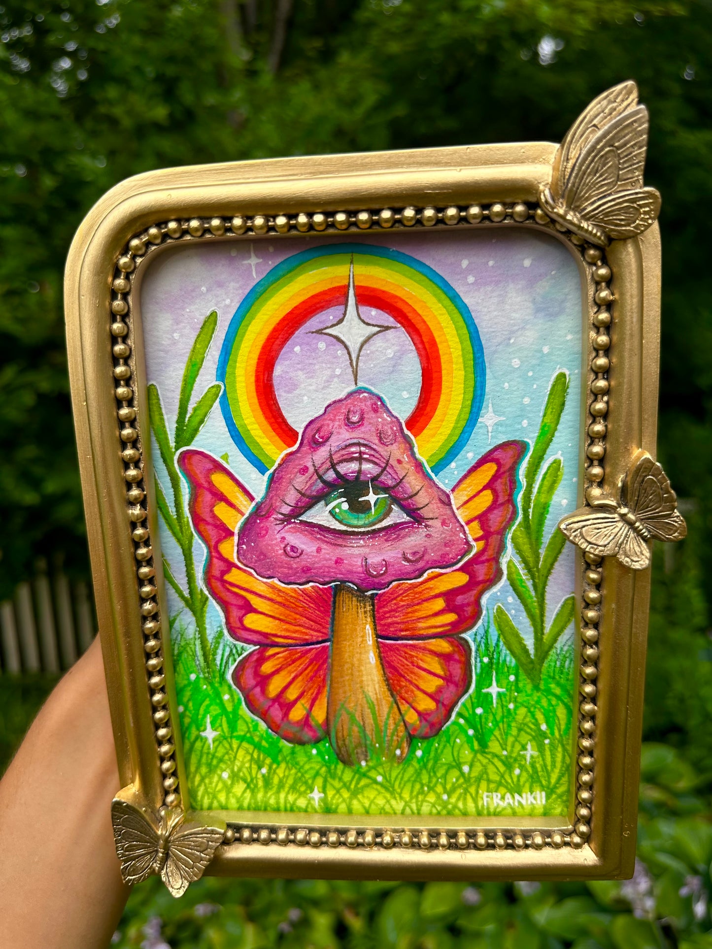 Framed Original Mixed Media Mushroom Fairy