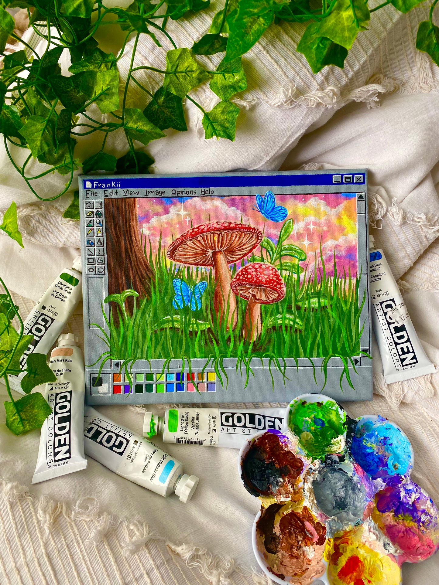 Mushroom Paint Box Original Painting