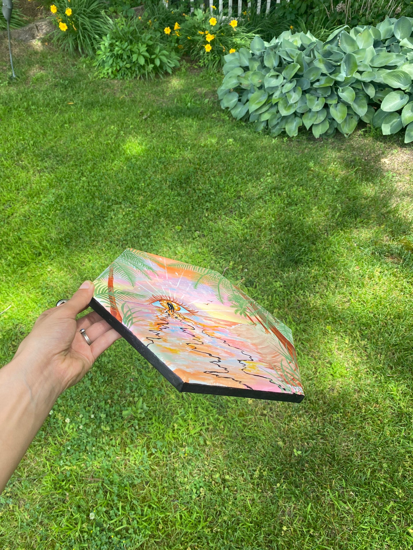 Eye Sunset Original Acrylic Painting 👁🌅🌴🌈🧚🏼🎨