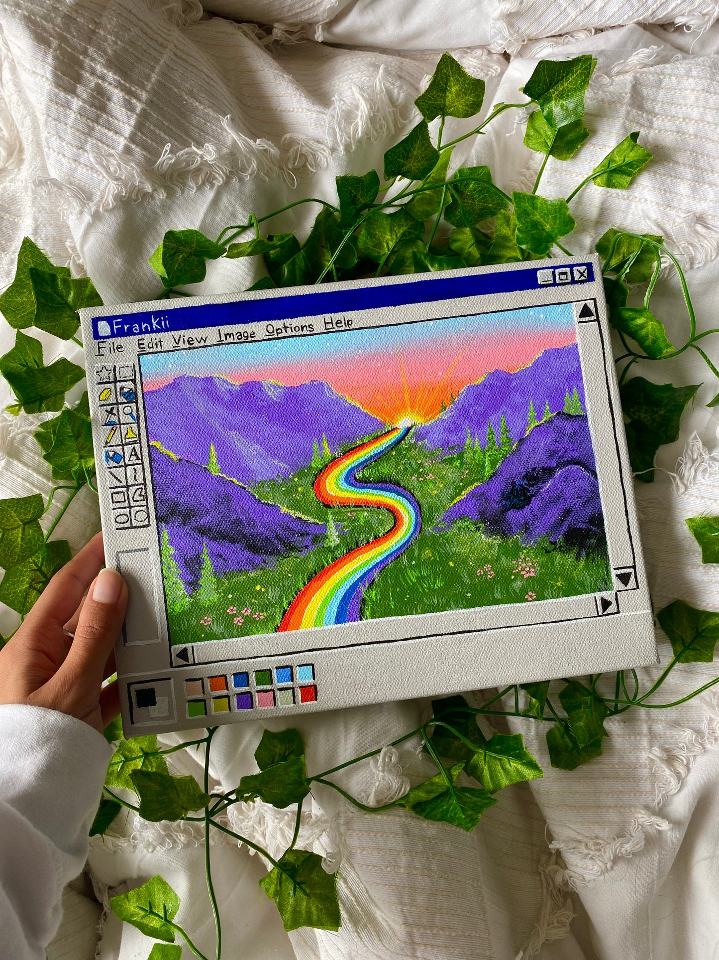 Original Rainbow River Paintbox Painting 🌈🌄🌱💫