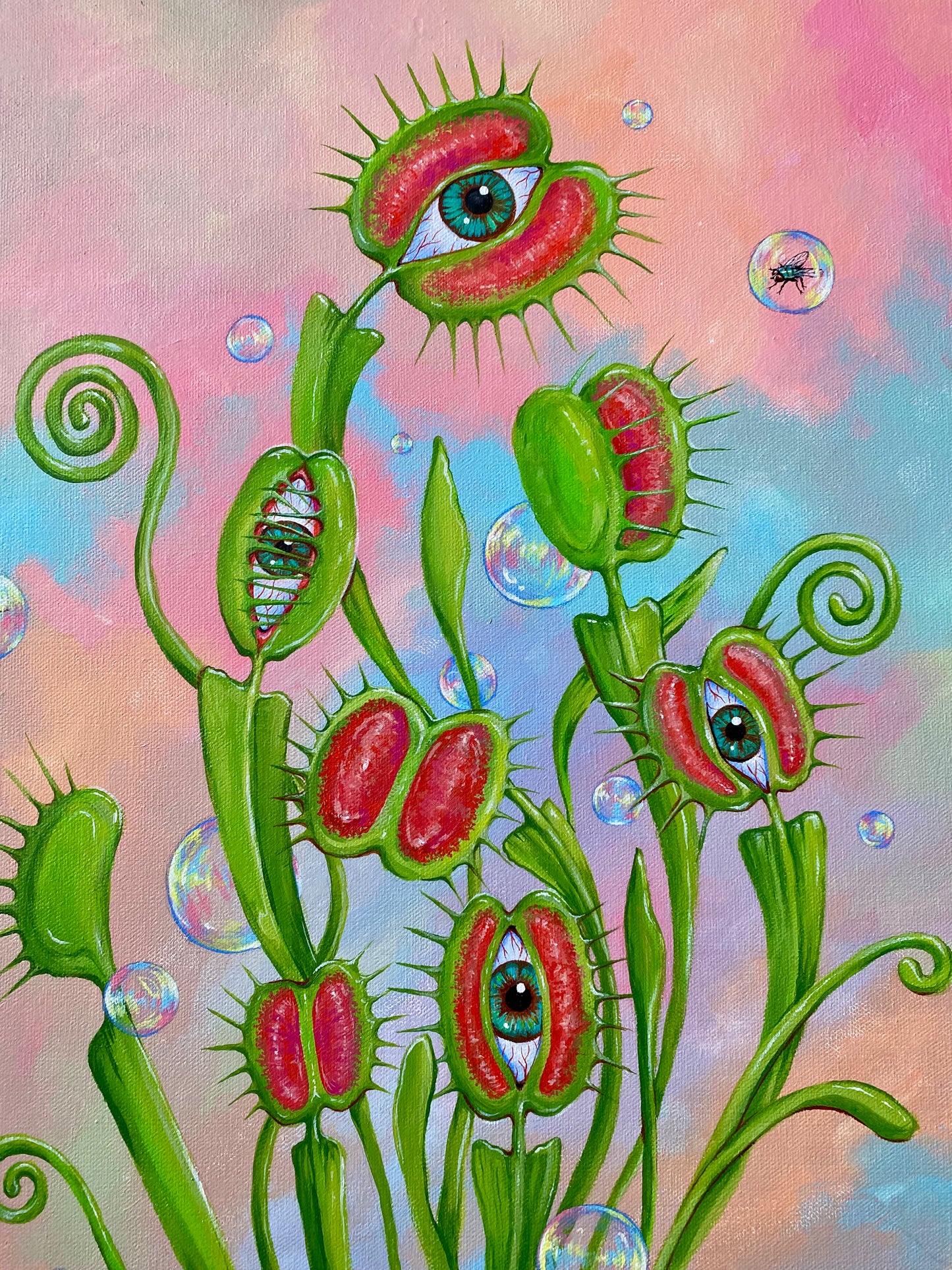Venus Fl(Eye) Trap Original Acrylic Painting 🌸🌱👁🥝✨