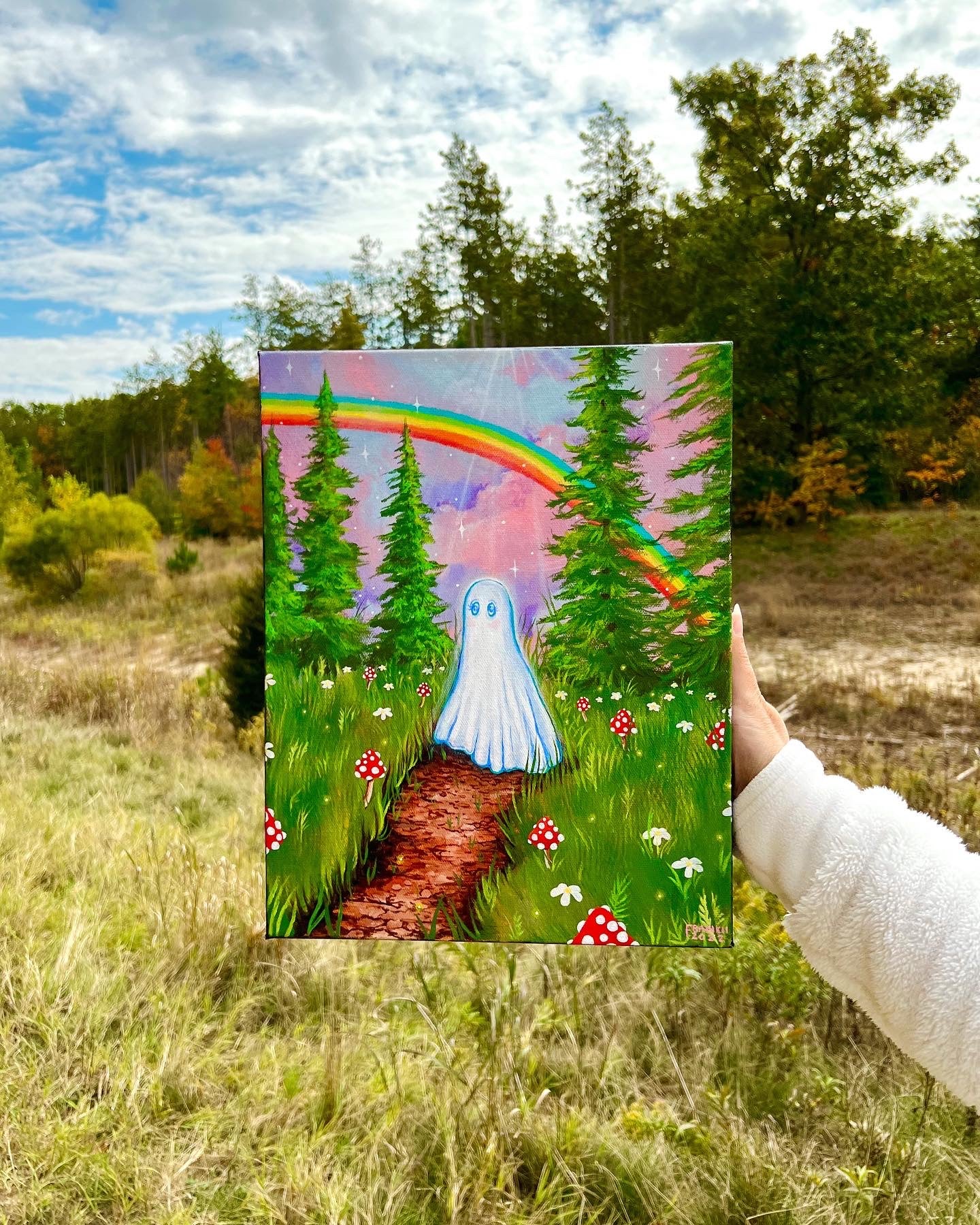 Ghost Original Acrylic Painting 👻🧚🏼📺🍂🌸🎨