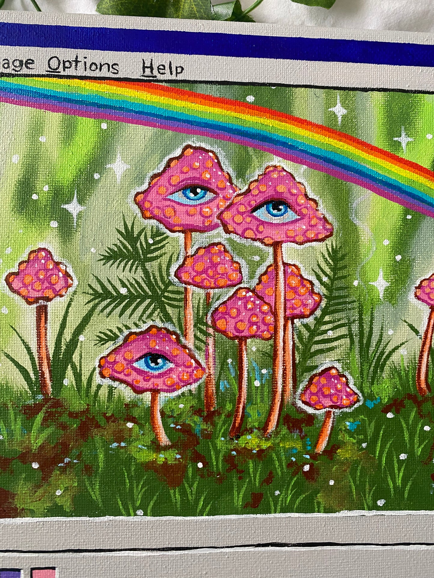 Original Pink Mushroom Painting ๐๐๐จ๐๐๐