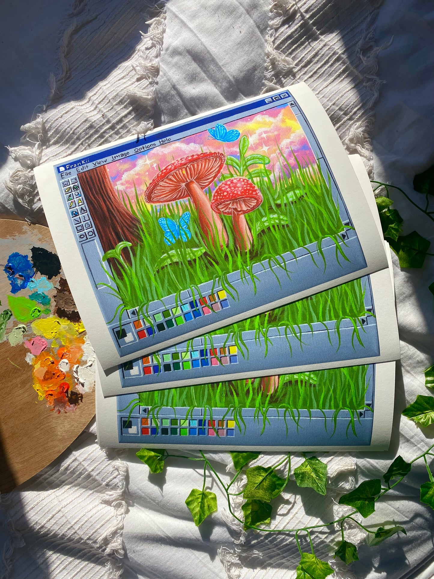 Mushroom PaintBox 9x12 Fine Art Print