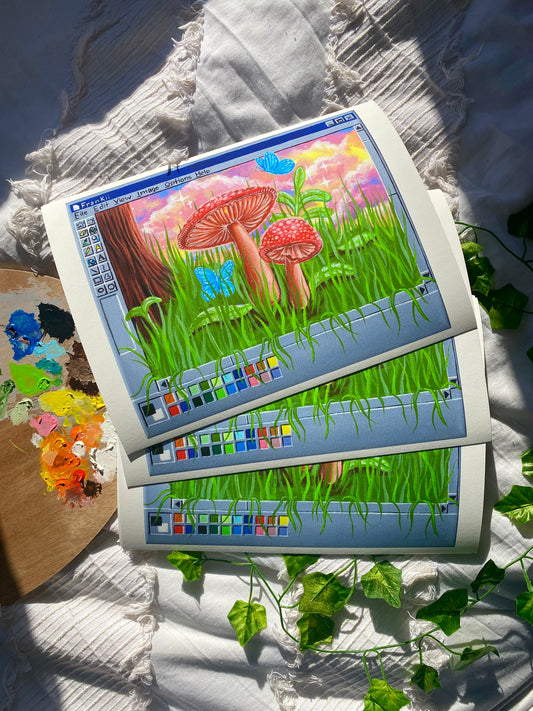 Mushroom PaintBox 9x12 Fine Art Print