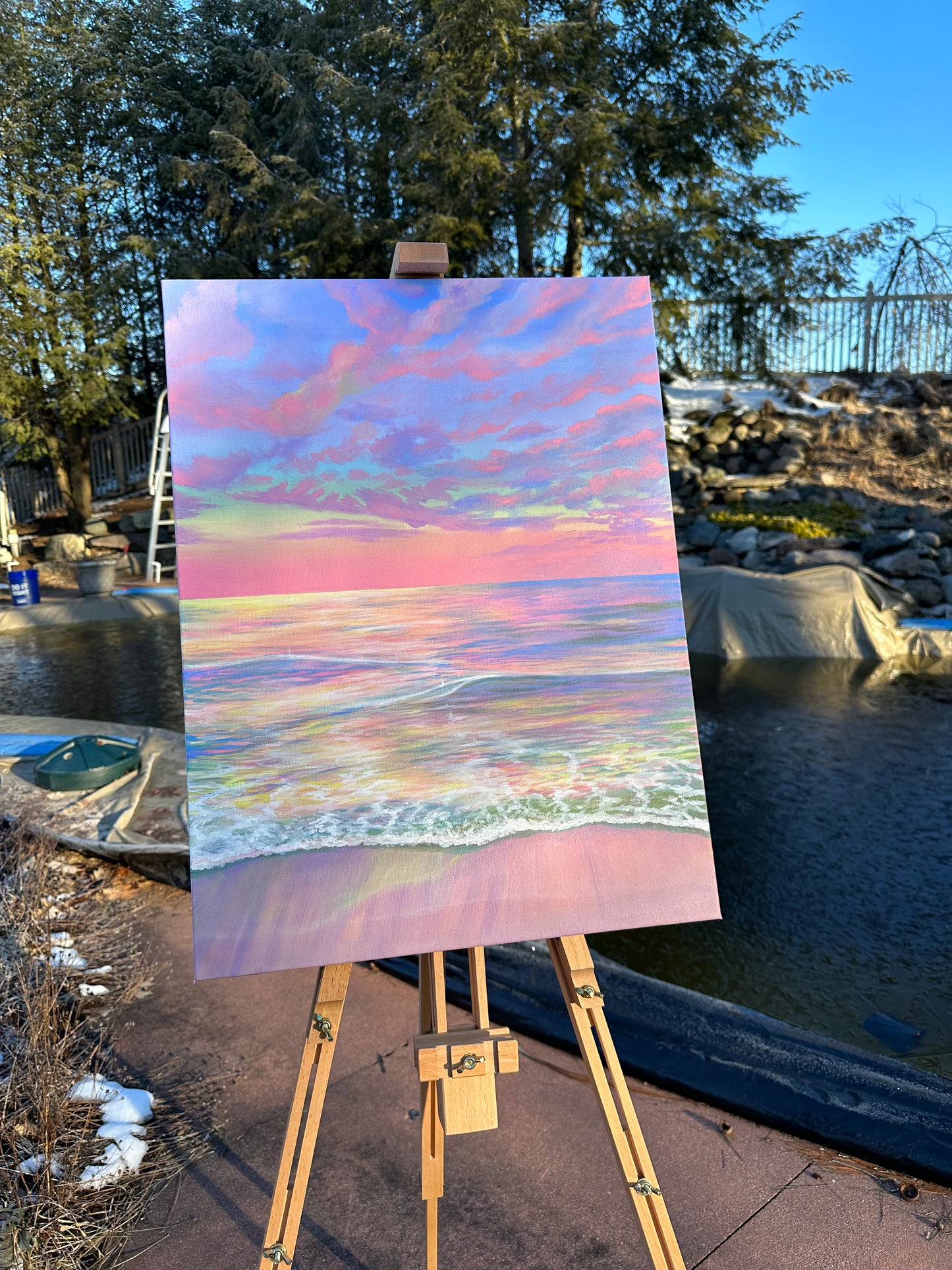 Original Sunset Painting 18x24 Inches 🌸🐚🧚🏽♂️🎨