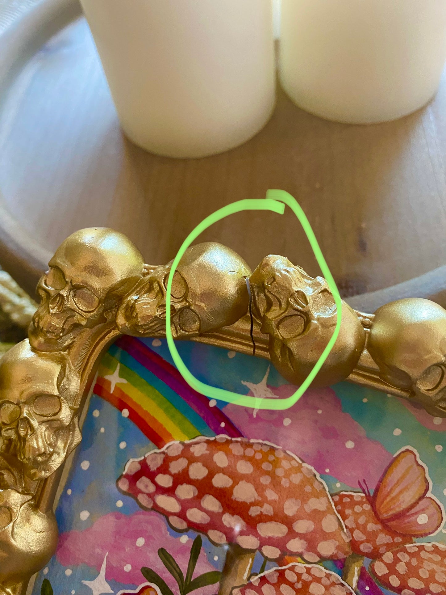 Skull Original Framed Gouache Painting 🎨🧚🏼💖🌱