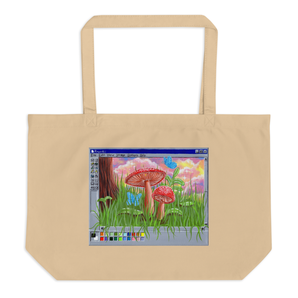 Mushroom PaintBox Large organic tote bag