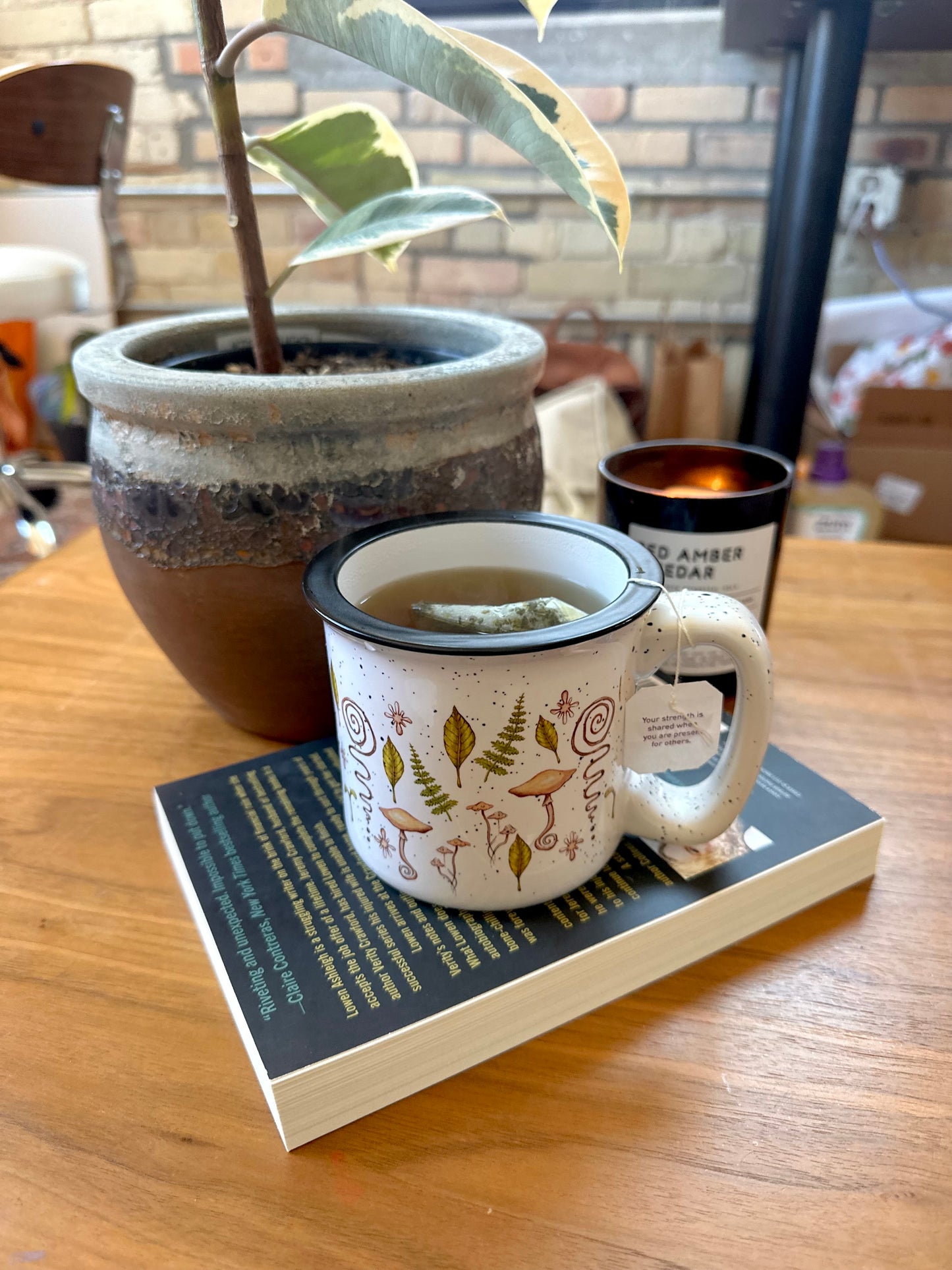 Forest Dweller Ceramic Mug 🌱🪵⛺️Speckled Cream 13oz