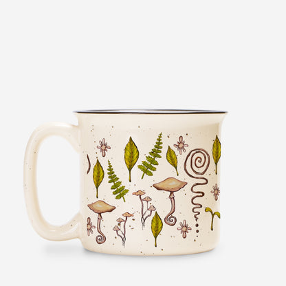 Forest Dweller Ceramic Mug 🌱🪵⛺️Speckled Cream 13oz