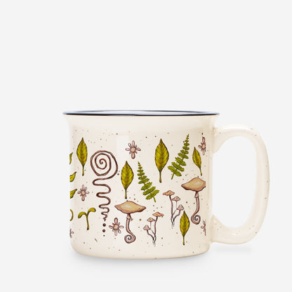 Forest Dweller Ceramic Mug 🌱🪵⛺️Speckled Cream 13oz