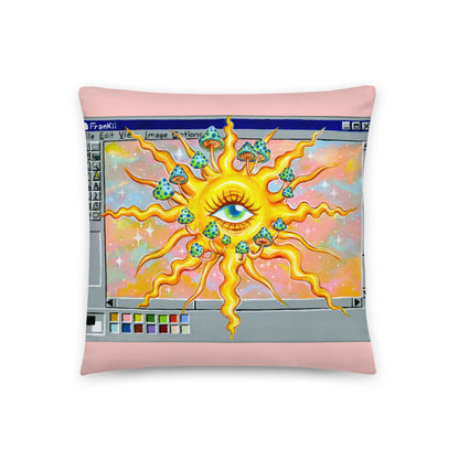 Trippy Sun Paintbox Throw Pillow