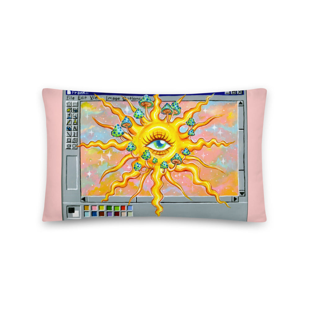 Trippy Sun Paintbox Throw Pillow