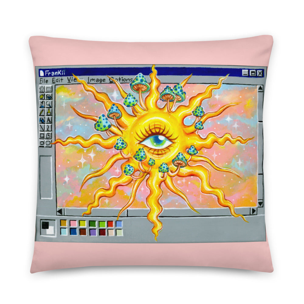Trippy Sun Paintbox Throw Pillow