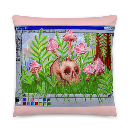 Mushroom Skull Throw Pillow