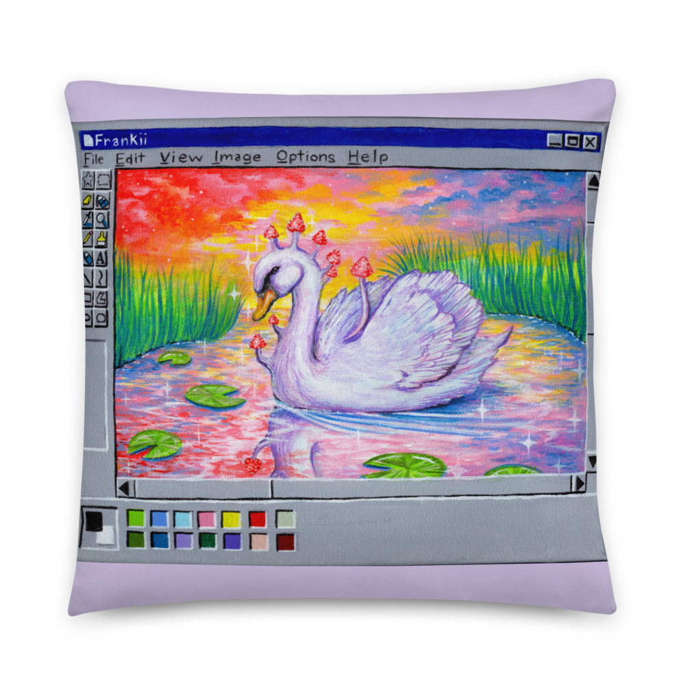 Trippy Swan Throw Pillow