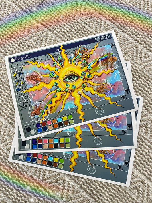 Psychedelic Sun Fine Art Print 9x12