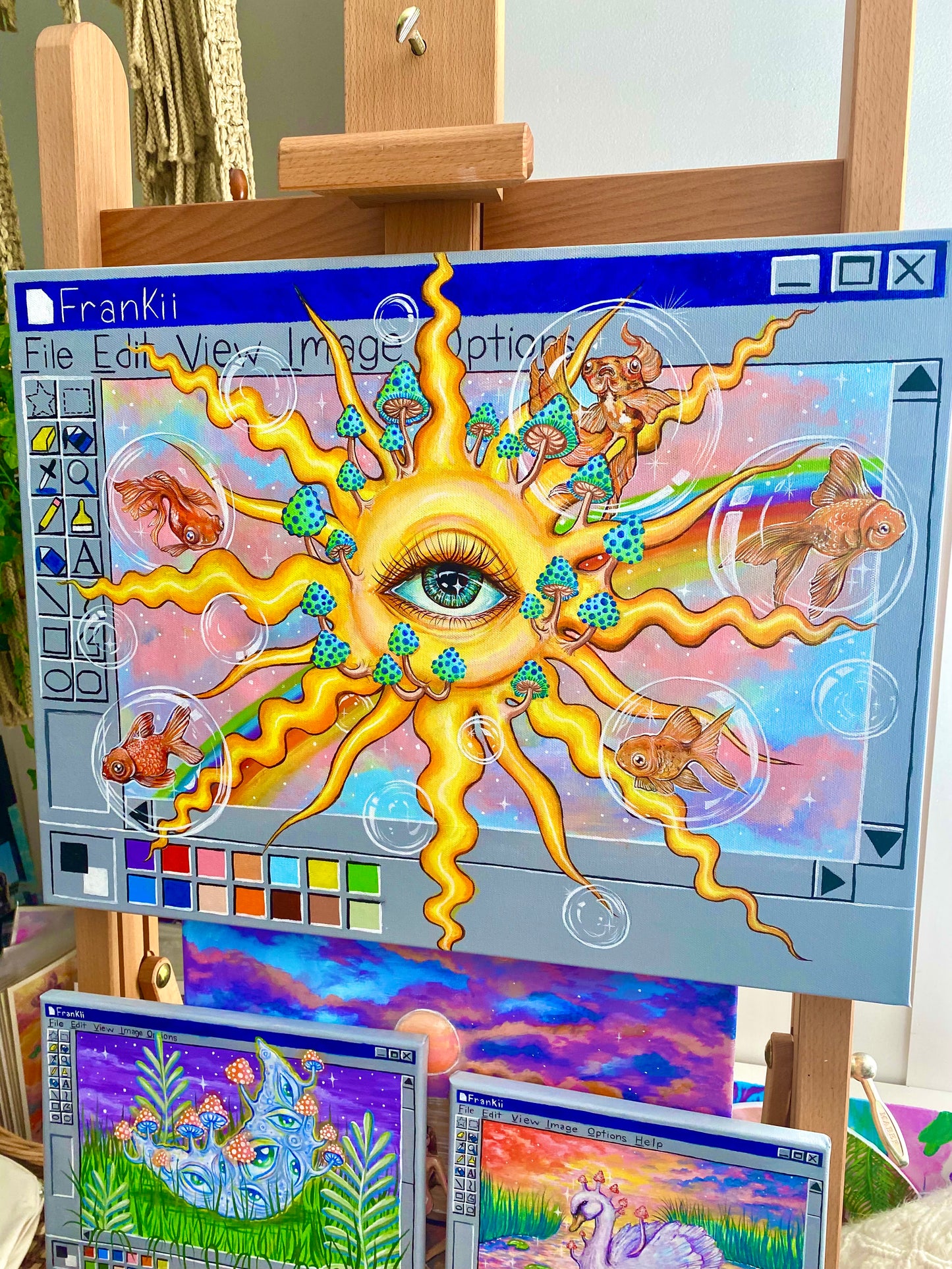 Psychedelic Sun Original Painting 🌞🎨🤍