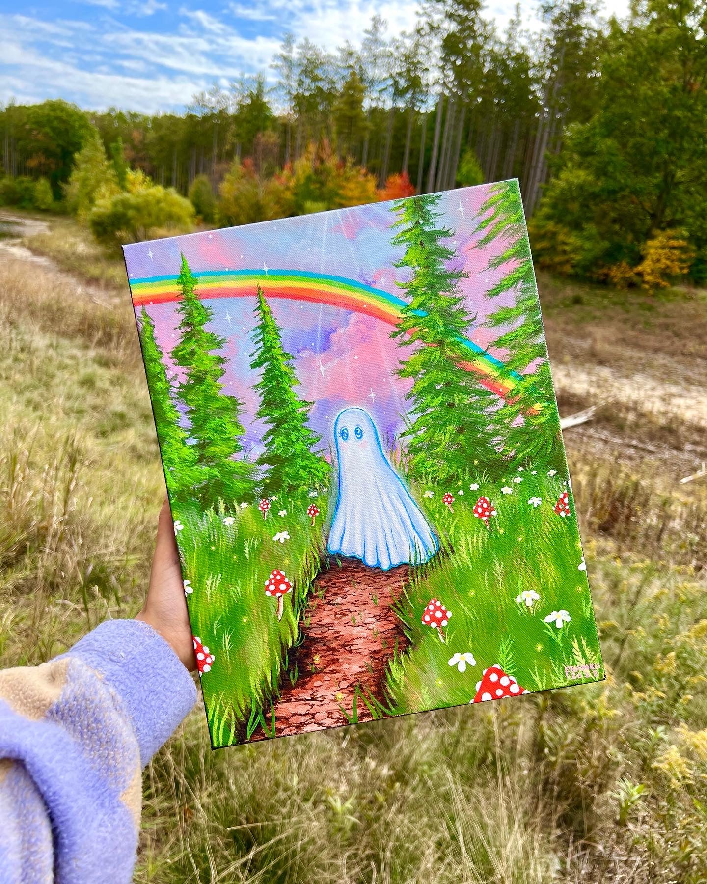 Ghost Original Acrylic Painting 👻🧚🏼📺🍂🌸🎨