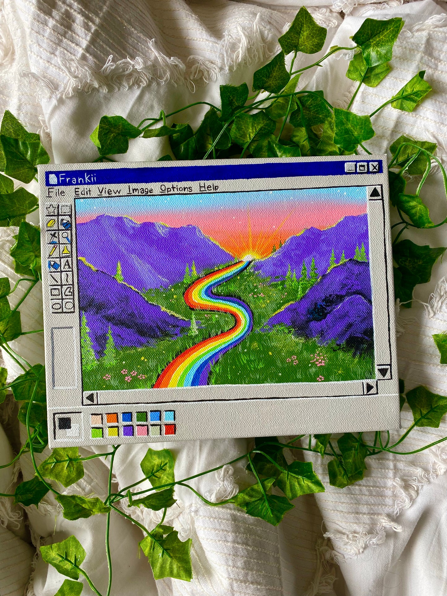 Original Rainbow River Paintbox Painting 🌈🌄🌱💫