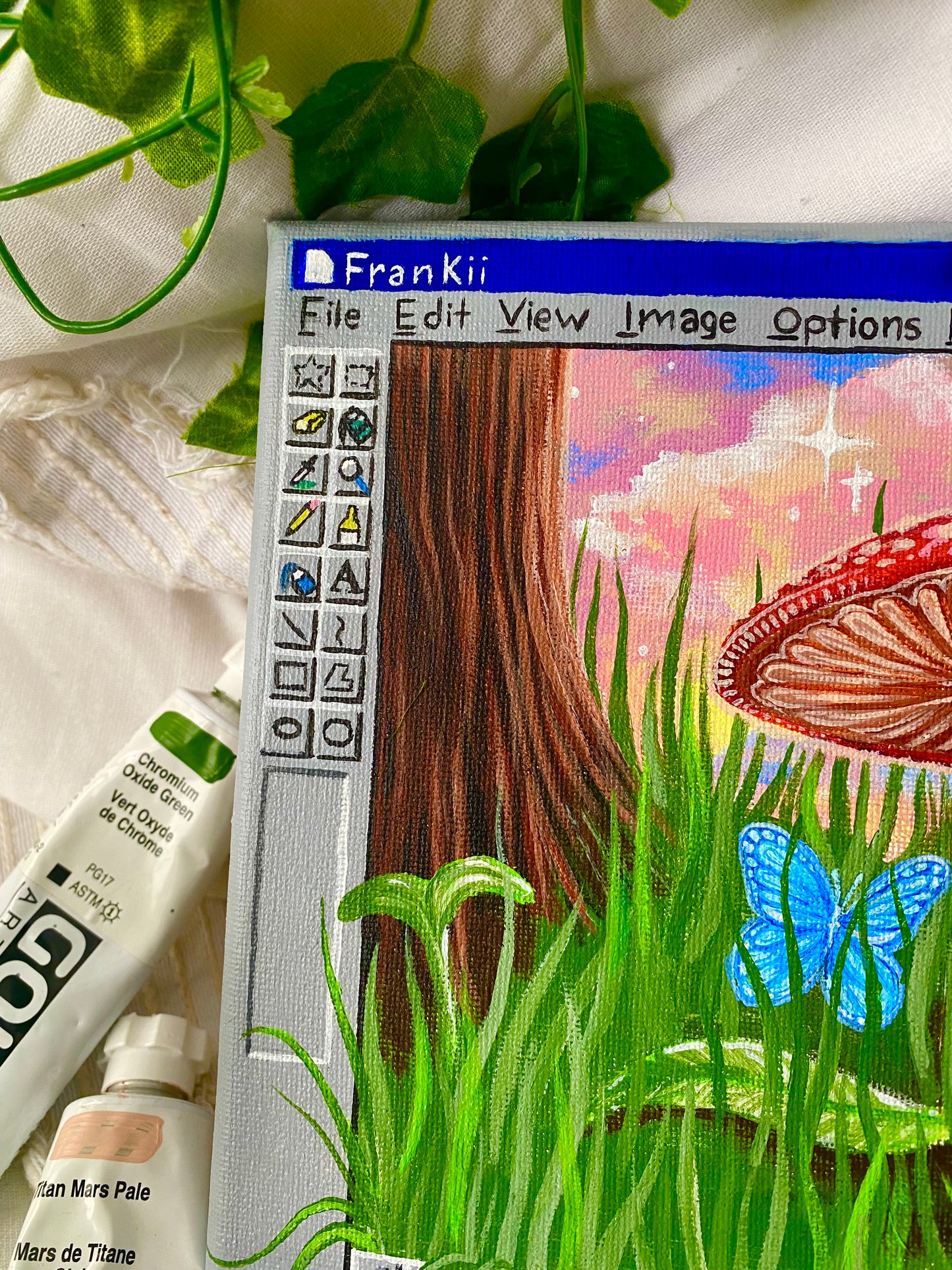 Mushroom Paint Box Original Painting