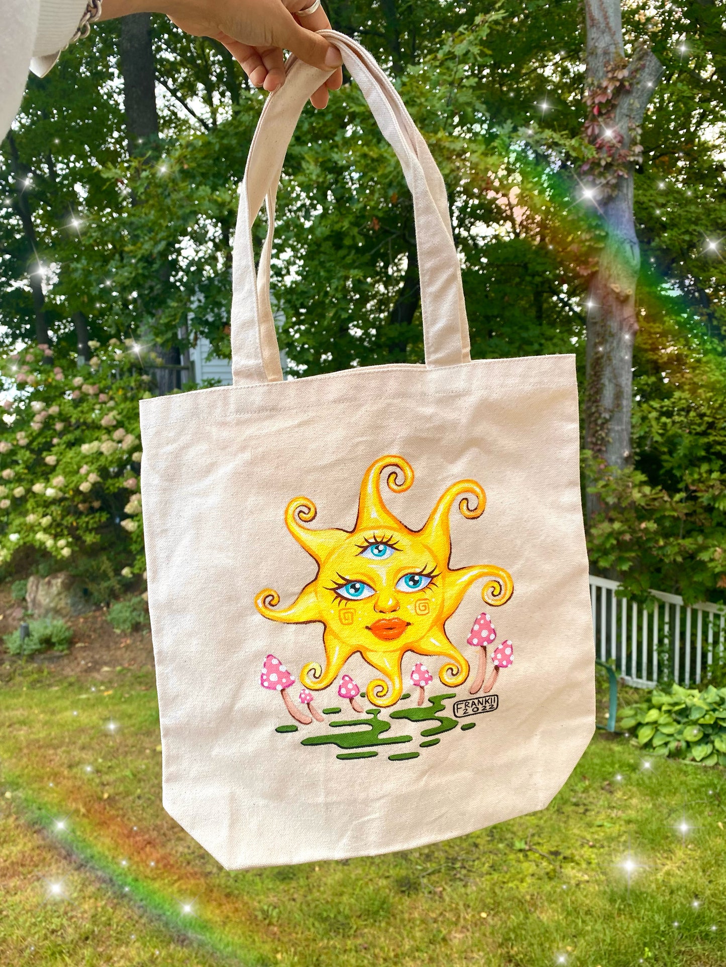 Original Hand Painted Sun Tote Bag🎨✨🧚🏼🌱