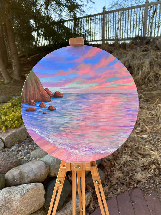 Seascape Original Acrylic Painting 🐚🌸🧚🏽‍♂️🎨🌙