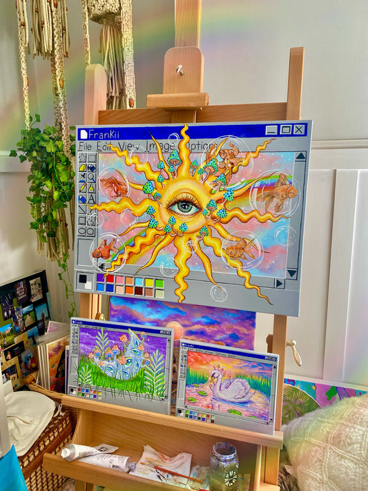 Psychedelic Sun Original Painting 🌞🎨🤍