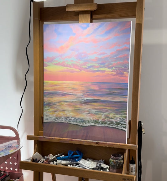 Original Sunset Painting 18x24 Inches 🌸🐚🧚🏽‍♂️🎨