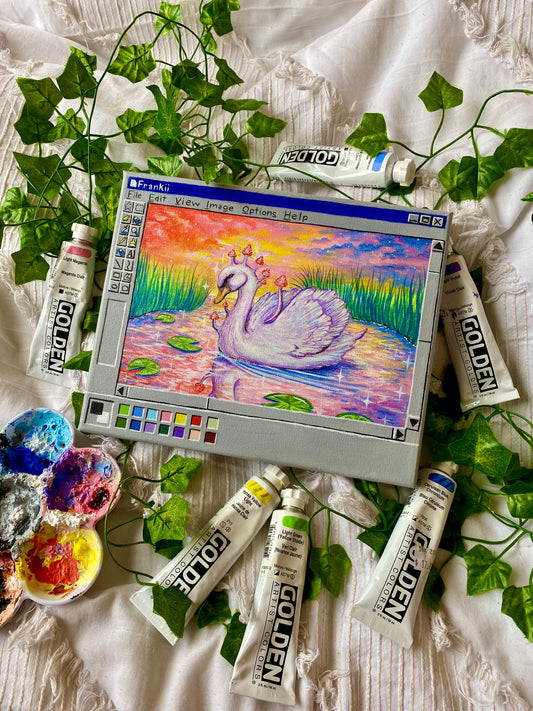 Trippy Swan Original Paint Box Painting 🖼 🦢🍄🎨🌈
