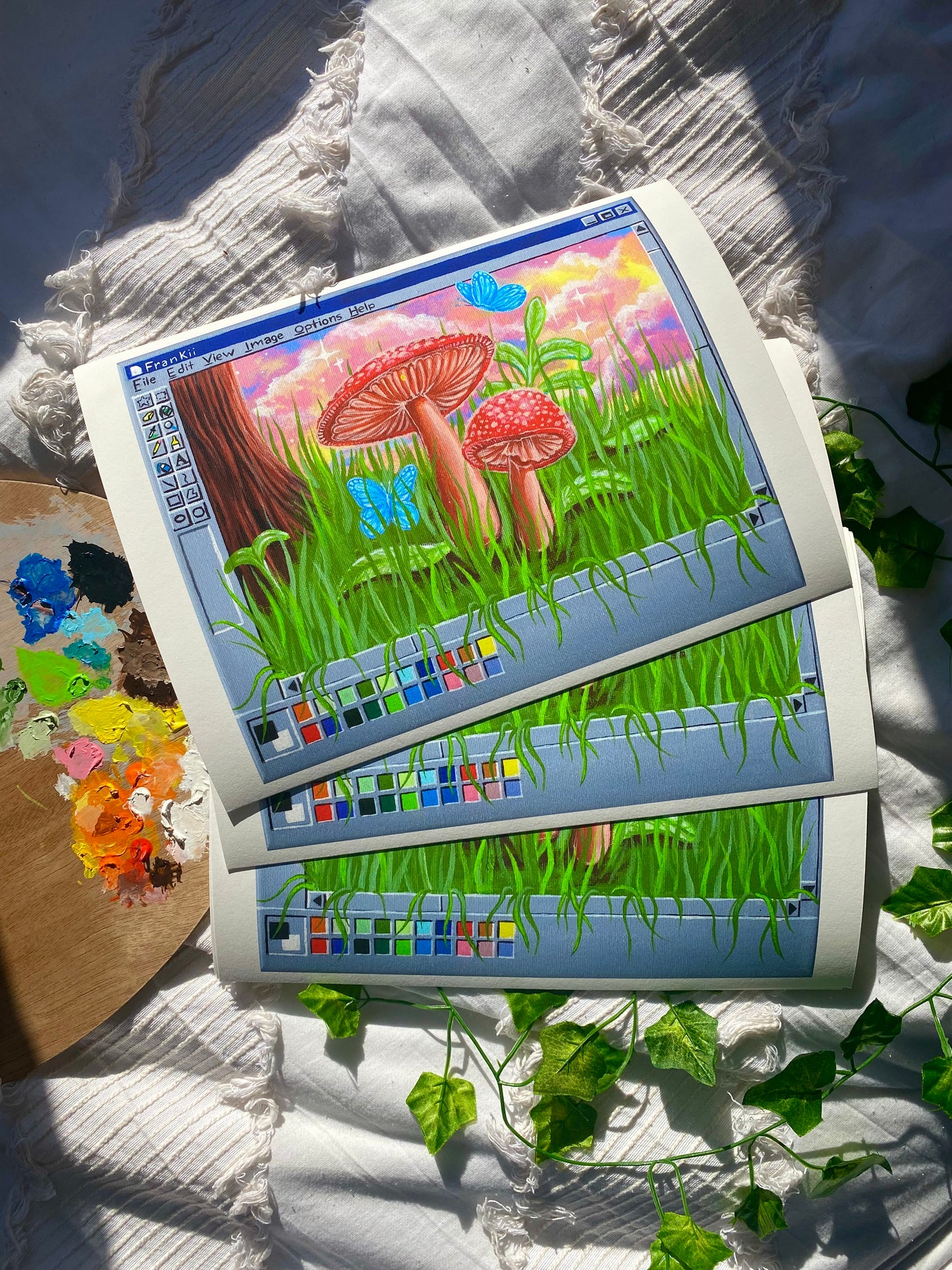 Mushroom PaintBox 9x12 Fine Art Print