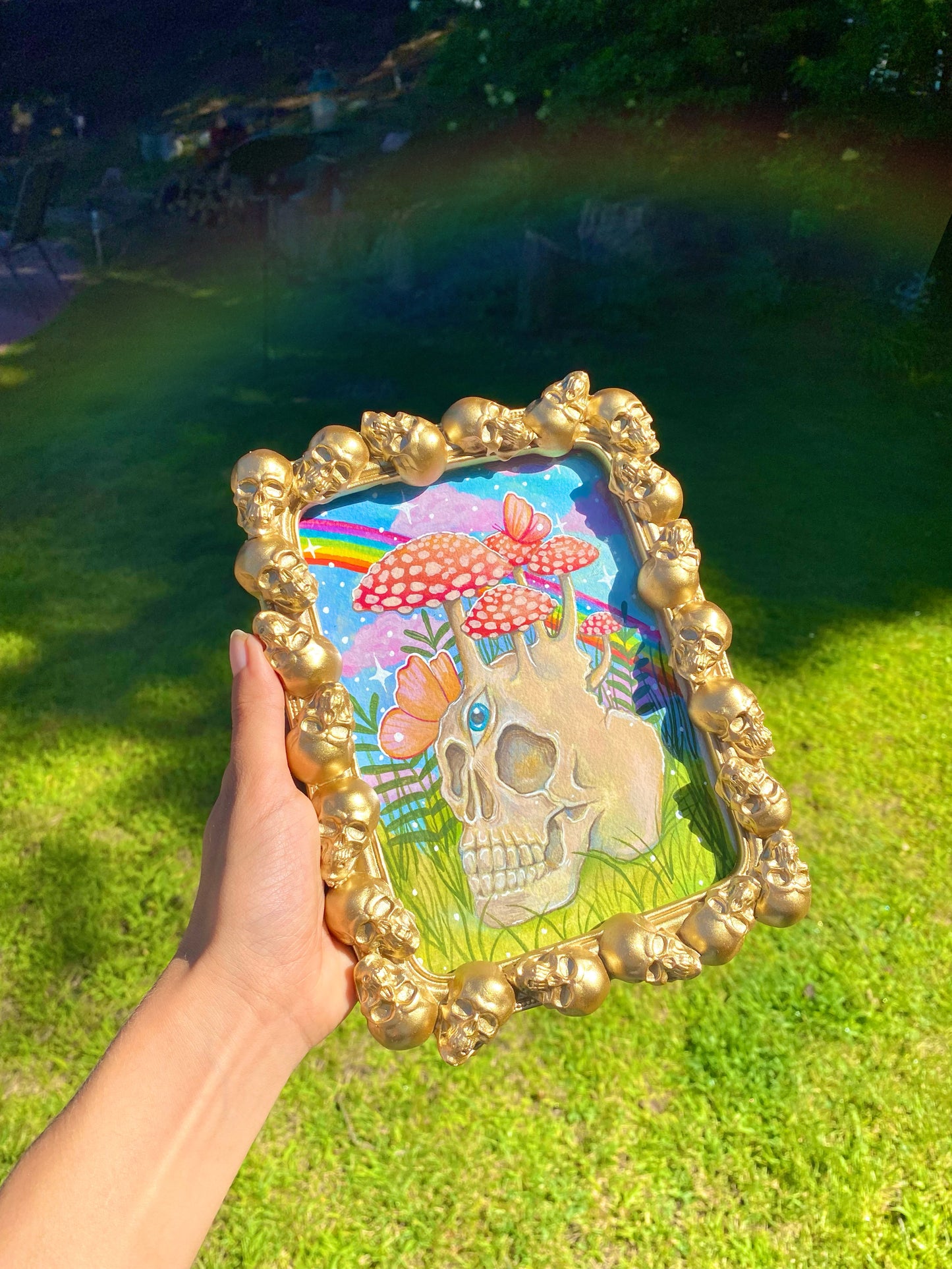 Skull Original Framed Gouache Painting 🎨🧚🏼💖🌱