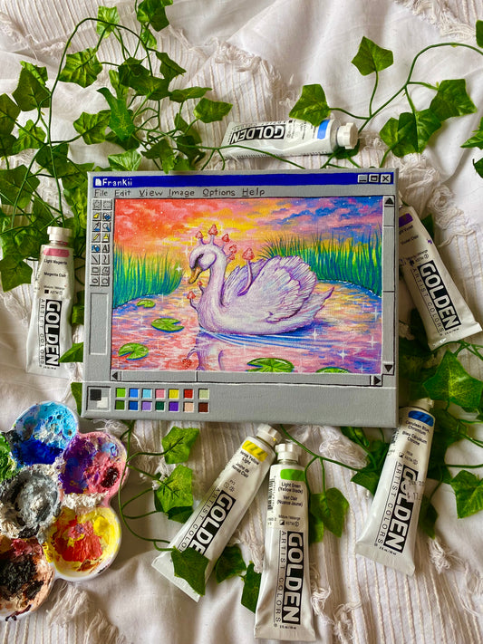 Trippy Swan Original Paint Box Painting 🖼 🦢🍄🎨🌈