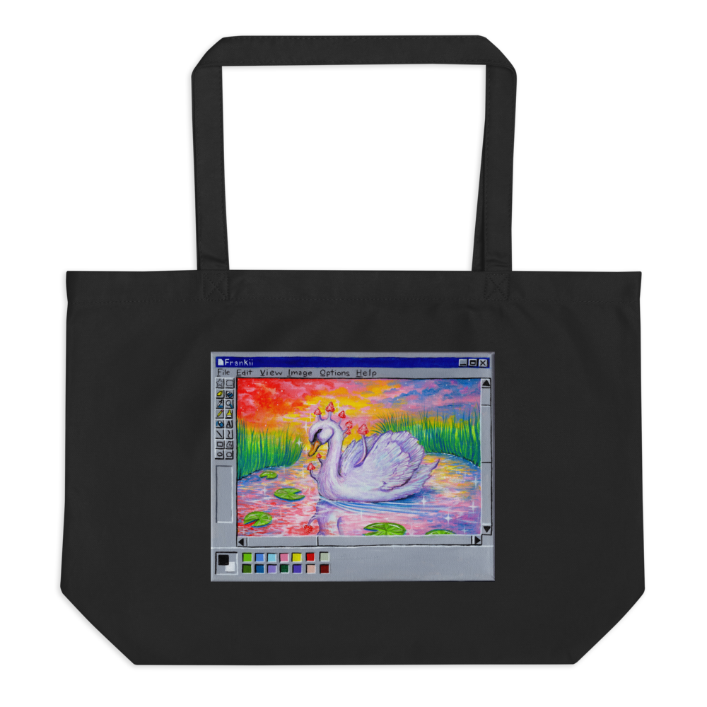 Trippy Swan Large organic tote bag